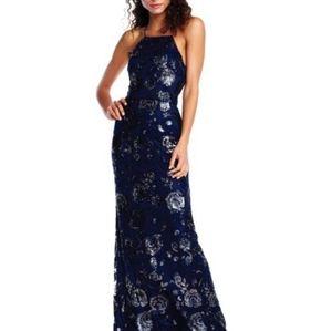 Adrianna Pappel Midnight Halter Sequin Gown
